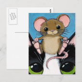 Cute Brown Mouse en Cat Briefkaart (Voorkant / Achterkant)