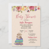 Cute Brown Owl Baby shower Invitation Kaart (Voorkant)