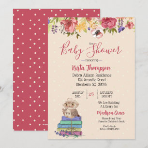 Cute Brown Owl Baby shower Invitation Kaart