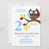 Cute Brown Owl Birthday Invitation Kaart (Voorkant)