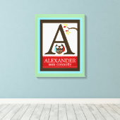 Cute Brown Owl Canvas Letter Name Print 16x20 (Insitu (Houten vloer))