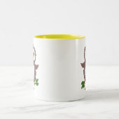Cute Brown Owl, Laurel Leaves & Calligraphy Tweekleurige Koffiemok (Center)