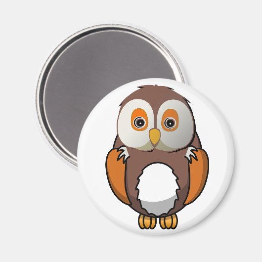 Cute Brown Owl Magneet (Voorkant / Achterkant)