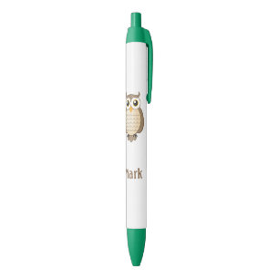 Cute Brown Owl Naam personaliseren Zwarte Inkt Pen