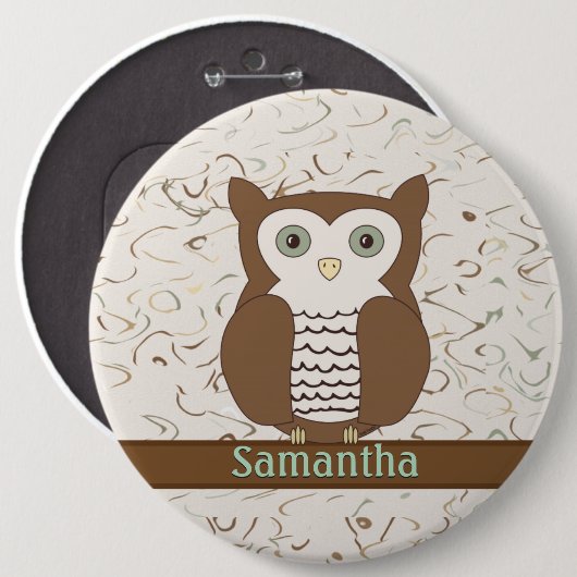 Cute Brown Owl Ronde Button 6,0 Cm (Voorkant /achterkant)