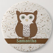 Cute Brown Owl Ronde Button 6,0 Cm (Voorkant)