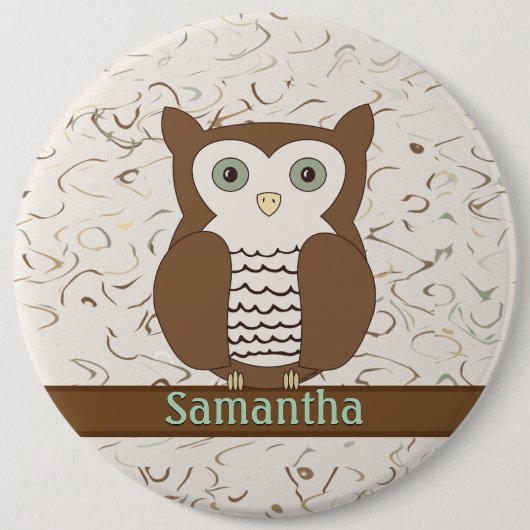 Cute Brown Owl Ronde Button 6,0 Cm (Voorkant)