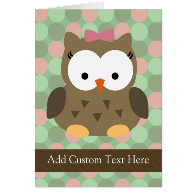 Cute Brown Owl w/roze Bow (Voorkant)