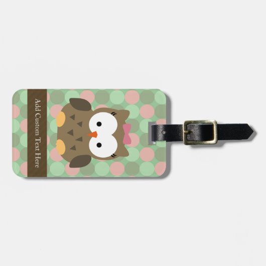Cute Brown Owl w/roze Bow Bagagelabel (Voorkant horizontaal)