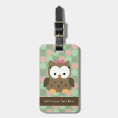 Cute Brown Owl w/roze Bow Bagagelabel (Voorkant verticaal)