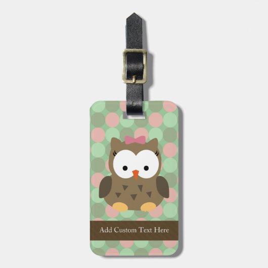 Cute Brown Owl w/roze Bow Bagagelabel (Voorkant verticaal)