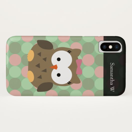 Cute Brown Owl w/roze Bow Case-Mate iPhone Case (Achterkant (horizontaal))