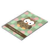 Cute Brown Owl w/roze Bow Notitieboek (Linkerzijde)