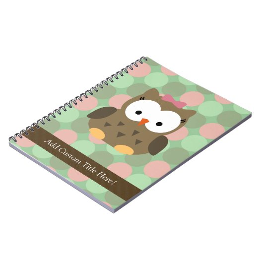 Cute Brown Owl w/roze Bow Notitieboek (Linkerzijde)