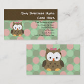 Cute Brown Owl w/roze Bow Visitekaartje (Voorkant / Achterkant)
