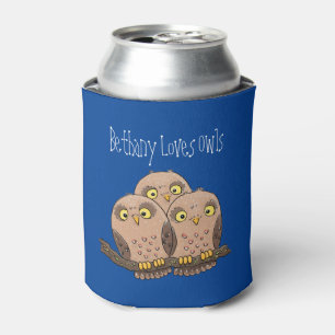 Cute brown owls cartoon illustratie blikjeskoeler