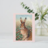 Cute  Brown Paasbunny and Clover Briefkaart (Staand voorkant)