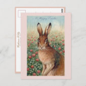 Cute  Brown Paasbunny and Clover Briefkaart (Voorkant / Achterkant)