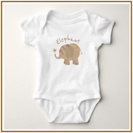 Cute Brown Pink en Bronze Elephant Baby Bodysuit