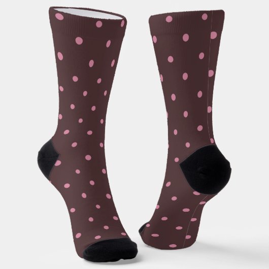 Cute Brown & Pink Polkadots Pattern Boho Polka Sokken (Gebogen)
