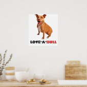 Cute Brown Pittie Love-a-Bull Poster (Keuken)