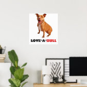 Cute Brown Pittie Love-a-Bull Poster (Thuiskantoor)