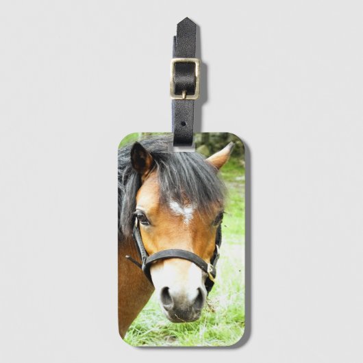CUTE BROWN PONY BAGAGELABEL (Voorkant (verticaal))