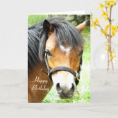 CUTE BROWN PONY KAART (Gele Bloem)