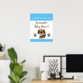 Cute Brown Puppy Baby shower Sign. Poster (Thuiskantoor)