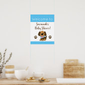 Cute Brown Puppy Baby shower Sign. Poster (Keuken)