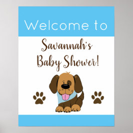 Cute Brown Puppy Baby shower Sign. Poster