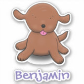 Cute brown puppy cartoon sticker (Voorkant)