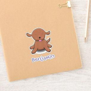 Cute brown puppy cartoon sticker