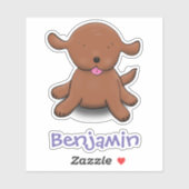 Cute brown puppy cartoon sticker (Vel)