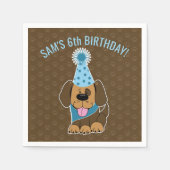 Cute Brown Puppy Paw-ty Birthday Servet (Voorkant)