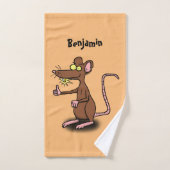 Cute brown rat duikt op cartoon bad handdoek (Handdoek)
