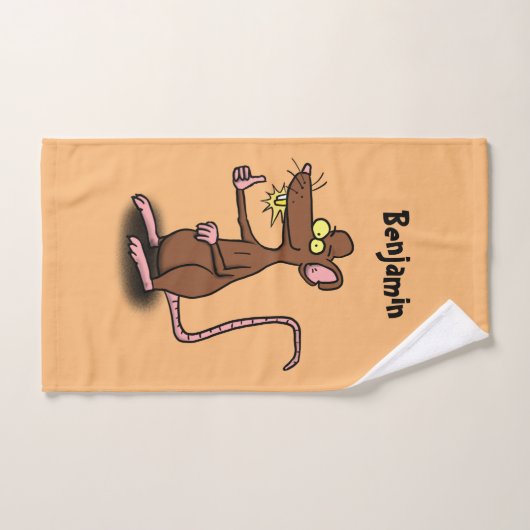 Cute brown rat duikt op cartoon bad handdoek (Handdoek)