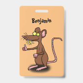 Cute brown rat duikt op cartoon badge (Achterkant)