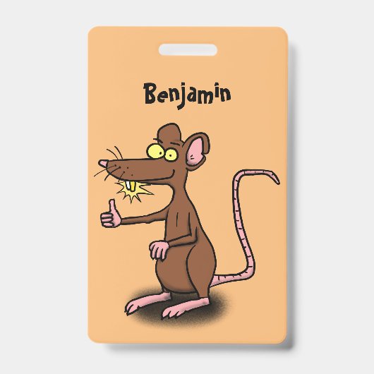 Cute brown rat duikt op cartoon badge (Voorzijde)