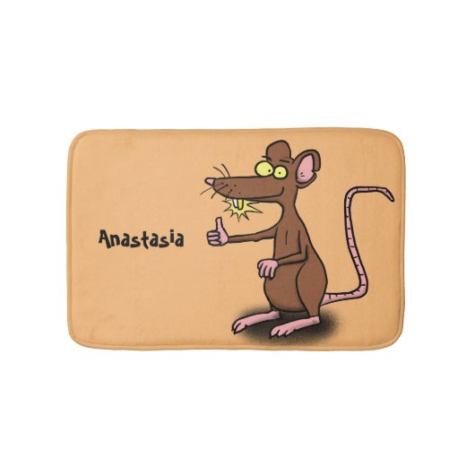 Cute brown rat duikt op cartoon badmat (Voorkant)