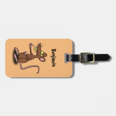 Cute brown rat duikt op cartoon bagagelabel (Voorkant horizontaal)
