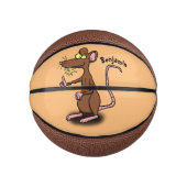 Cute brown rat duikt op cartoon basketbal (Voorkant)
