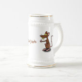 Cute brown rat duikt op cartoon bierpul (Voorkant rechts)