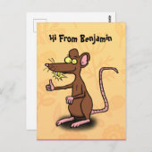 Cute brown rat duikt op cartoon briefkaart (Voorkant / Achterkant)