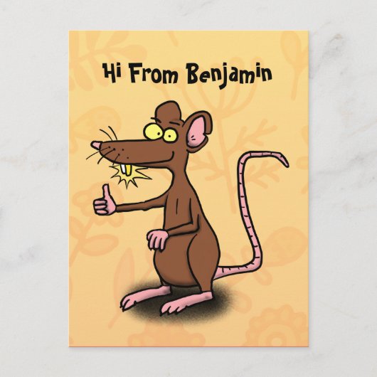 Cute brown rat duikt op cartoon briefkaart (Voorkant)