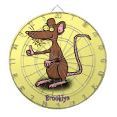 Cute brown rat duikt op cartoon dartbord (Voorkant)