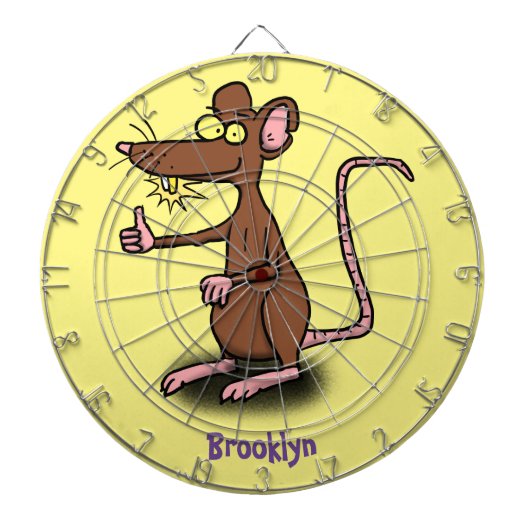 Cute brown rat duikt op cartoon dartbord (Voorkant)