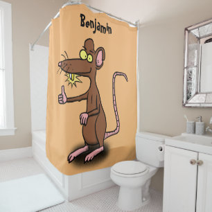 Cute brown rat duikt op cartoon douchegordijn