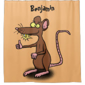 Cute brown rat duikt op cartoon douchegordijn (Voorkant)
