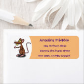 Cute brown rat duikt op cartoon etiket (Insitu)